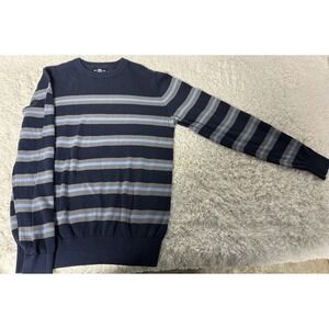 Celio Blue & Gray Striped Crew Neck Sweatshirt Men's M
